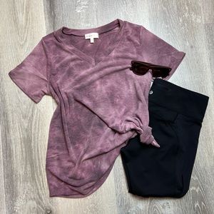 Purple tie die v neck tee XL NWT
